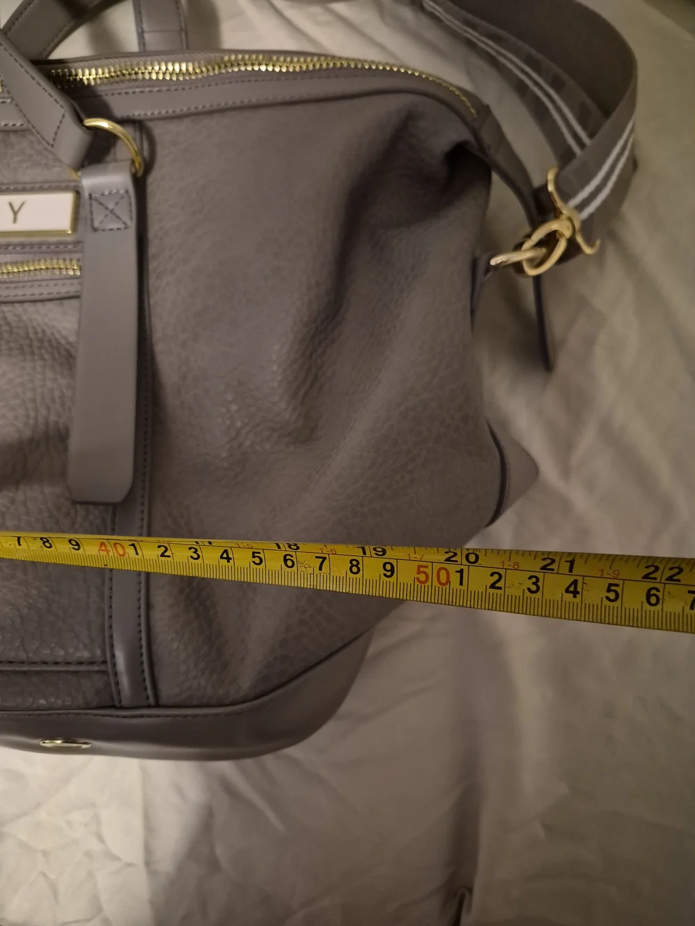 DKNY Taupe Leather Weekender Bag